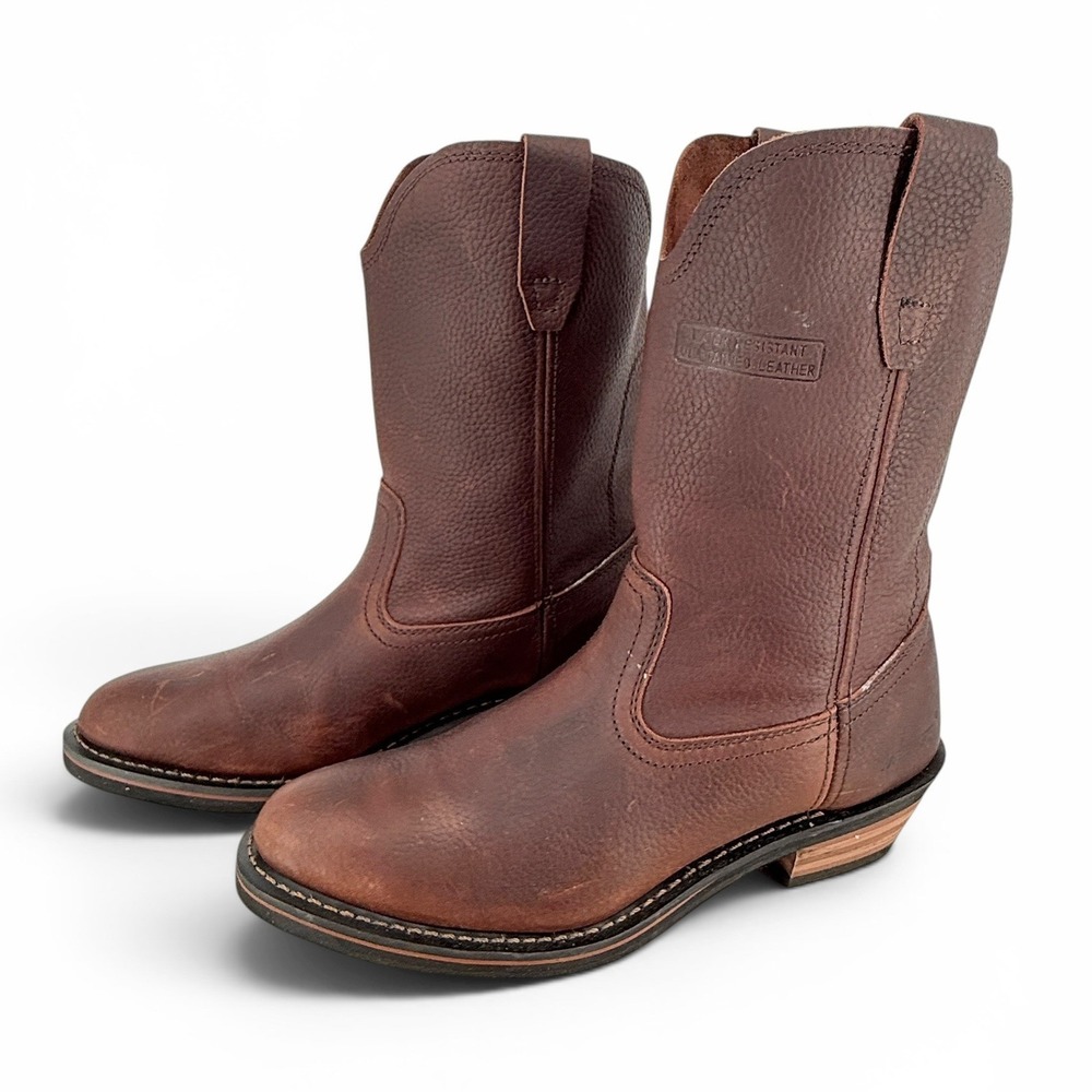 Ad-Tec Wellington Work Boots Oil Water Resistant Mens Size 10M Brown Leather